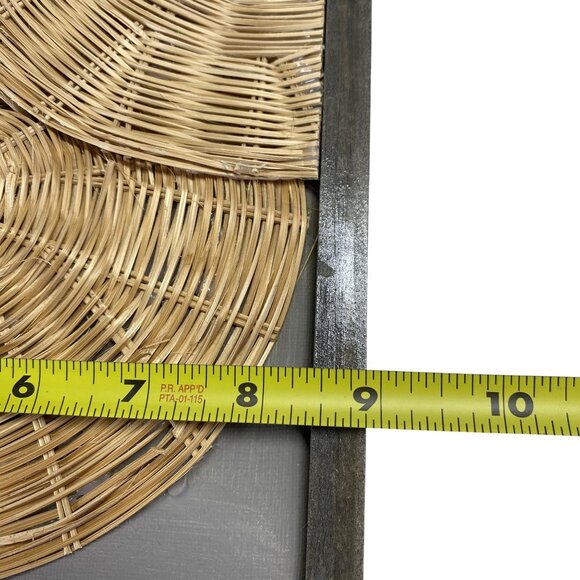 Set Of 3 Woven Rattan Wall Art With Wooden Frames - Picture 3 of 4